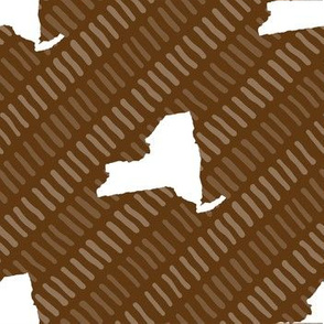 New York State Outline Stripe Pattern Brown and White