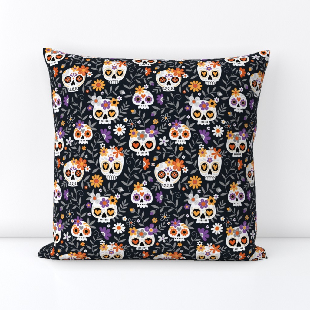 Sugar Skull Embroidery / Black / Small Scale