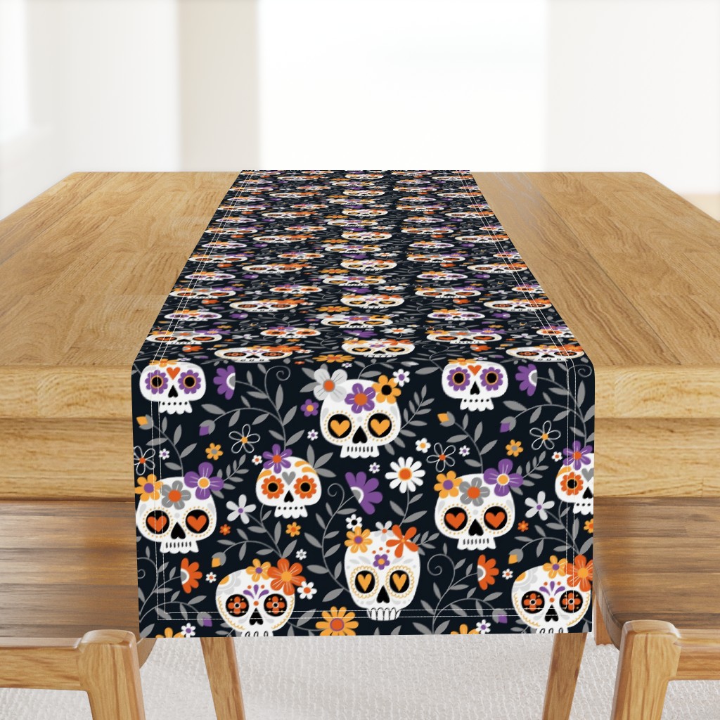 Sugar Skull Embroidery /  Black / Large Scale