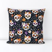 Sugar Skull Embroidery /  Black / Large Scale