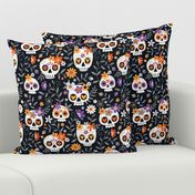 Sugar Skull Embroidery /  Black / Large Scale