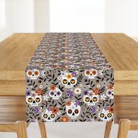 Sugar Skull Embroidery / Warm Grey / Large Scale