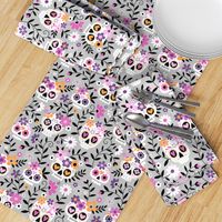 Sugar Skull Embroidery / Cool Grey / Large Scale