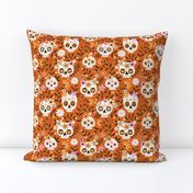 Sugar Skull Embroidery / Orange  / Small Scale