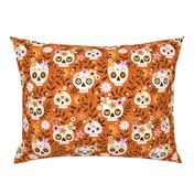 Sugar Skull Embroidery / Orange / Large Scale