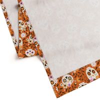 Sugar Skull Embroidery / Orange / Large Scale