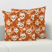 Sugar Skull Embroidery / Orange / Large Scale