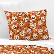 Sugar Skull Embroidery / Orange / Large Scale