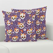 Sugar Skull Embroidery / Purple / Large Scale