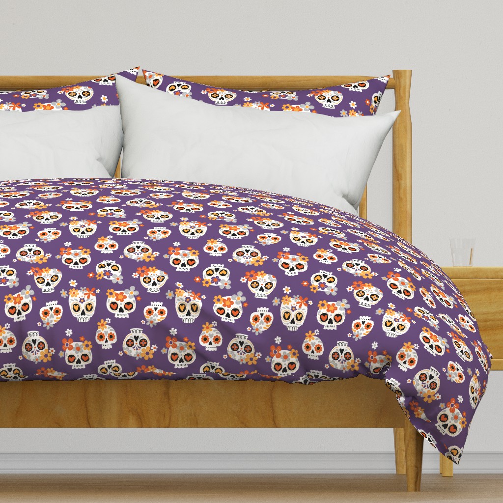 Floral Sugar Skull / Purple / Large Scale