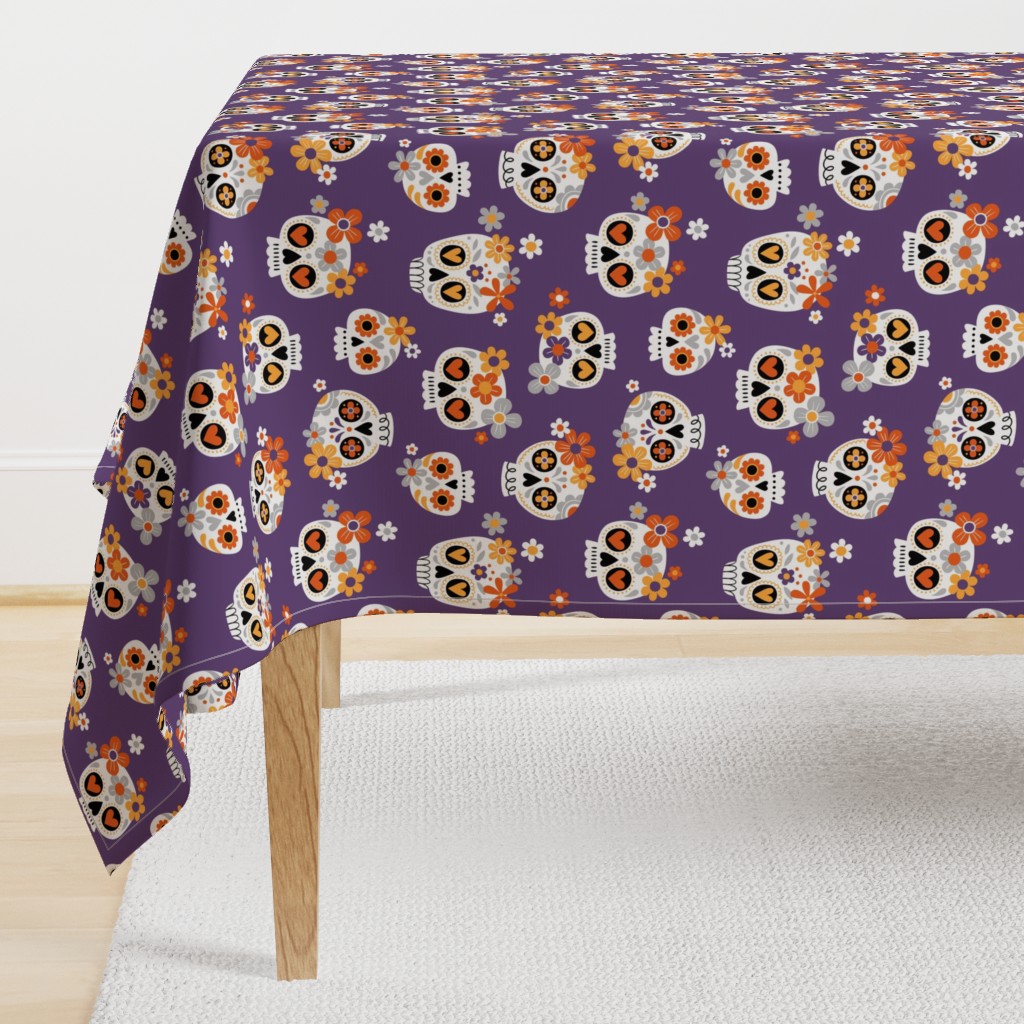 Floral Sugar Skull / Purple / Large Scale