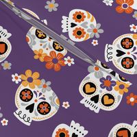 Floral Sugar Skull / Purple / Large Scale