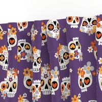 Floral Sugar Skull / Purple / Large Scale