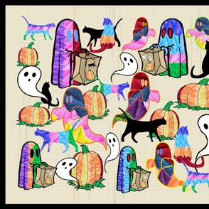 Halloween Otomi Quilt Black 1 