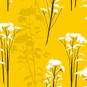 eupatorium - thoroughwort stalks black/white on yellow - extra large