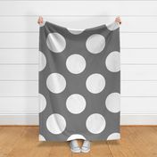 Jumbo White Polka Dots on Medium Gray