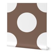 Jumbo White Polka Dots on Taupe Brown