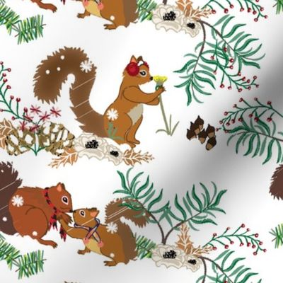 Squirrel Winter Floral small print