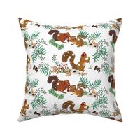 Squirrel Winter Floral small print