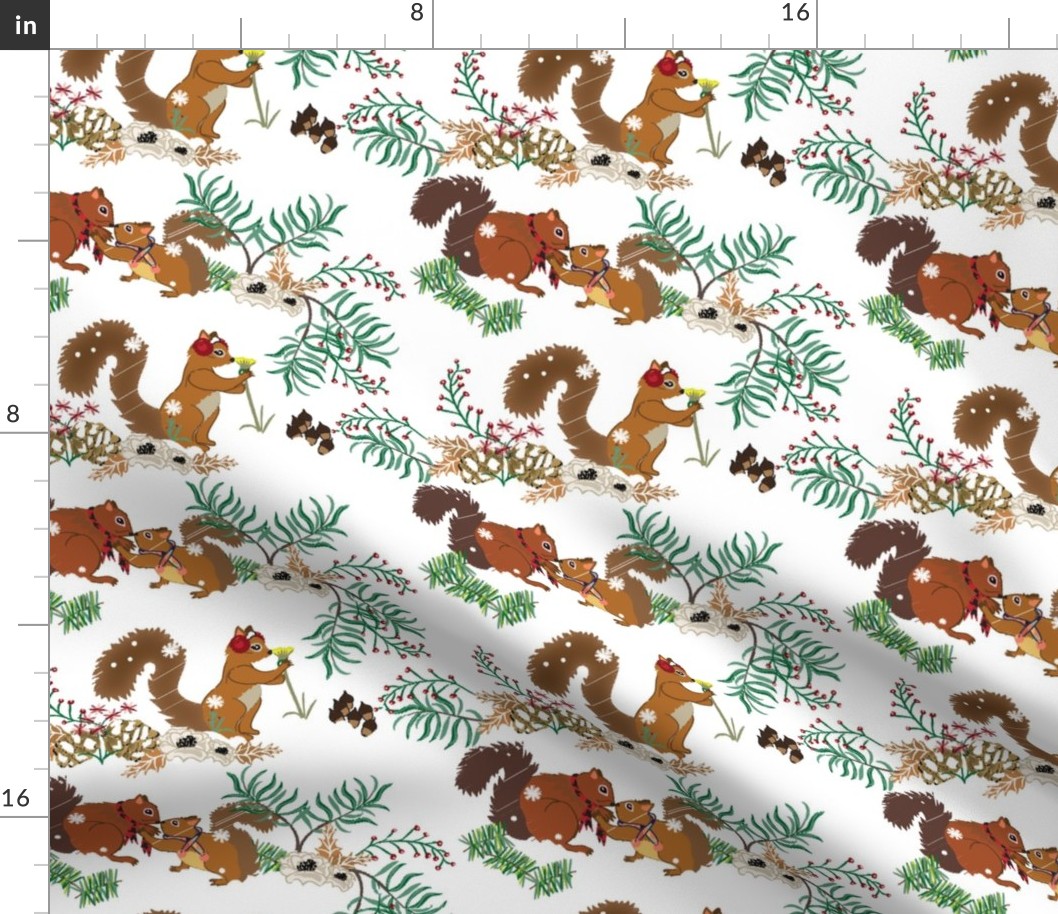 Squirrel Winter Floral small print