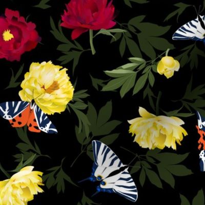 peonies & butterflies dark