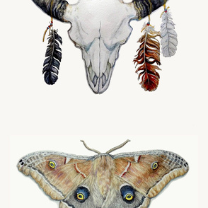 SW Buffalo Skull And Moth Pillows