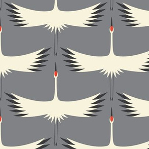 Whooping Crane Migration (6")- Smoke - Wallpaper 6" Wingspan