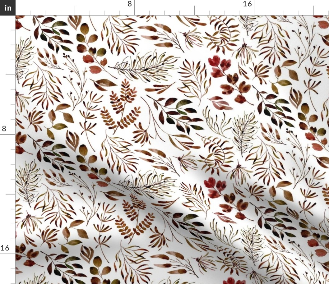 medium // Autumn Fall leaves leafy print nature 