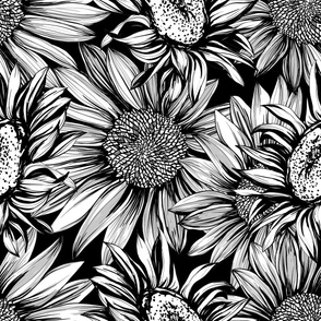 Hand Drawn Sunflowers