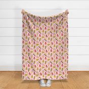 Happy Picnic Triangles scattered on light pink - large