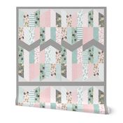 blush floral chevron feather cheater quilt