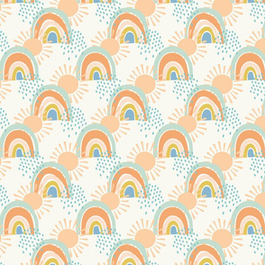collage rainbows small scale in apricot by Pippa Shaw