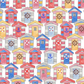Busy Beach Huts (Larger Scale)