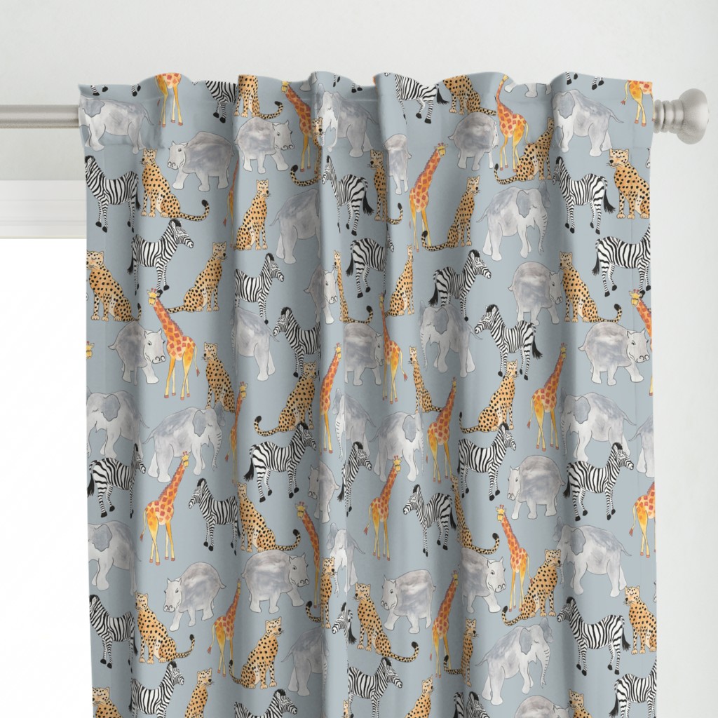 Safari Animals Grey Ground (Medium Scale)