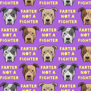 (1.5" scale) farter not a fighter - pit bulls - pitties - purple and yellow - LAD19
