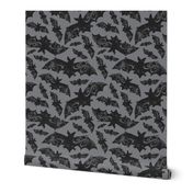 Night Flight - Gothic Halloween Bats Grey Ditsy Scale