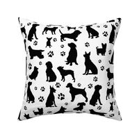 Dog Silhouettes and Paw Prints - Large