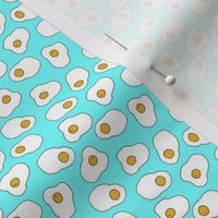 MICRO - eggs // bright blue large food print breakfast kitchen food brunch novelty print large