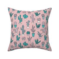 Cactus home garden summer succulents and cacti plants botanical illustrations summer swim mauve pink blue