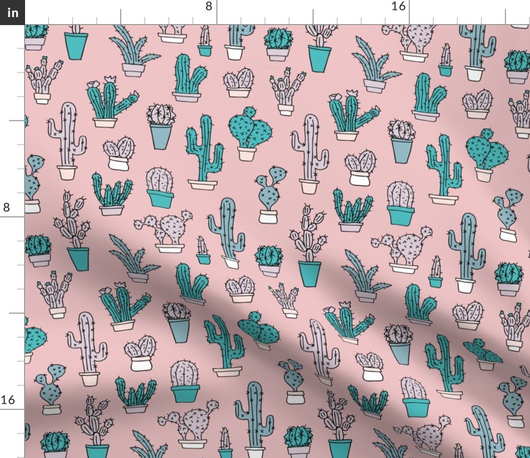 Cactus home garden summer succulents and cacti plants botanical illustrations summer swim mauve pink blue