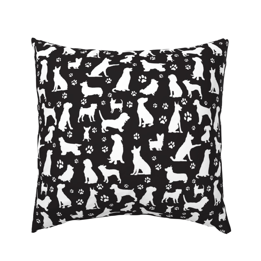 Dog Silhouettes and Paw Prints - Large