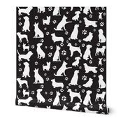 Dog Silhouettes and Paw Prints - Large