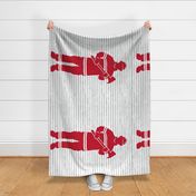 (1 yard panel) firefighter - red on grey stripes LAD19