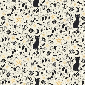 Skull Flower Fabric, Wallpaper and Home Decor