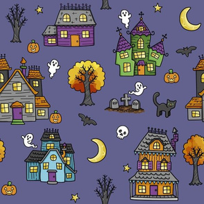 haunted houses on purple