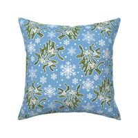 Mistletoe & Snowflakes-Blue-Small