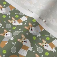 SMALL - corgi red coat tennis sports dog breed fabric green