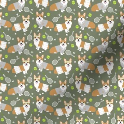 SMALL - corgi red coat tennis sports dog breed fabric green