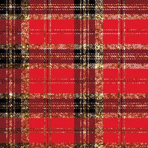 Christmas Sparkle Plaid red and Black Gold Glitter 