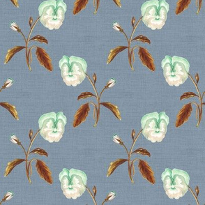 Pansy Bronze on Blue Grey Linen